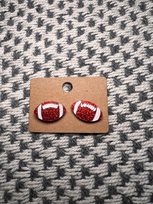 Light Brown/Red Stud Football Earrings