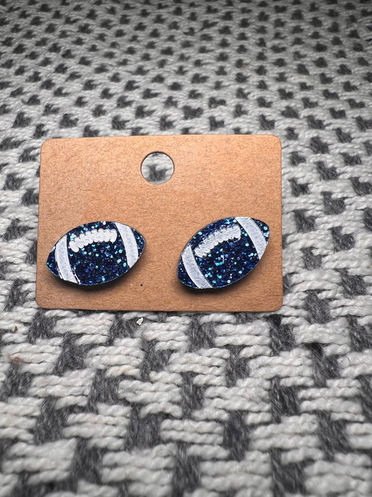 Blue Stud Football Earrings