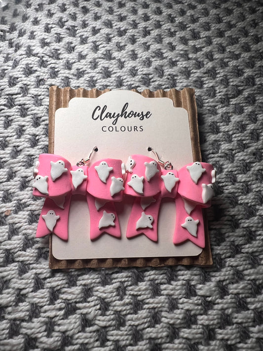 Ghost Bow Dangle Earrings