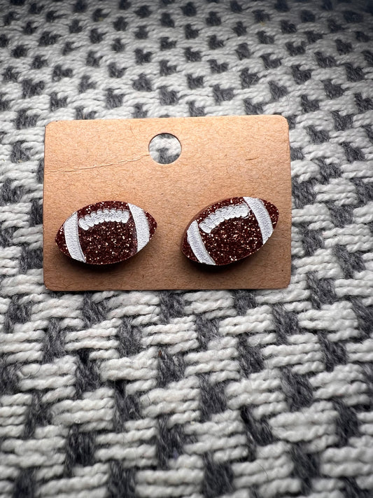 Dark Brown Football Stud Earrings