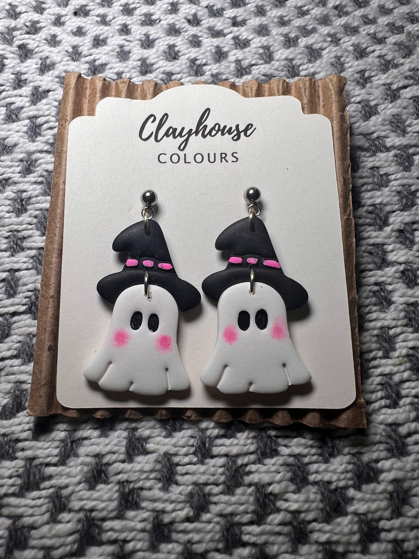 Ghost w/witch hat Dangle Earrings