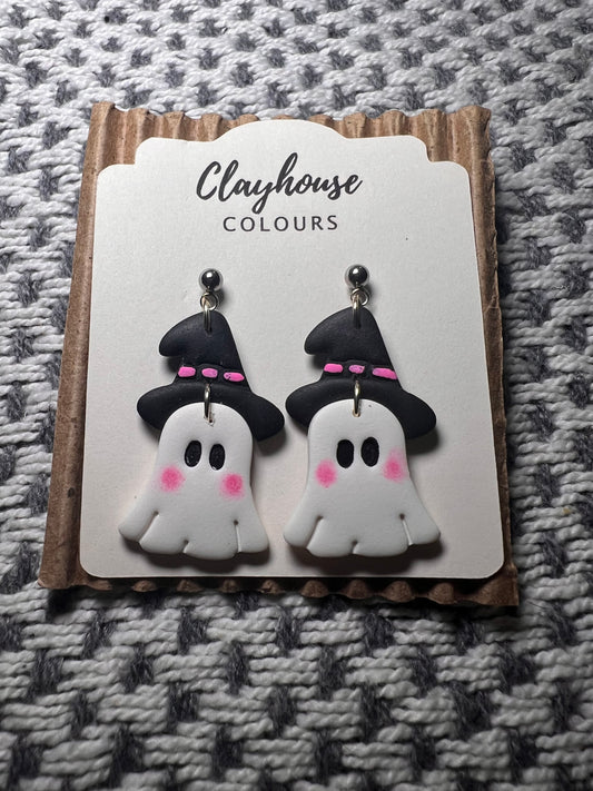 Ghost w/witch hat Dangle Earrings