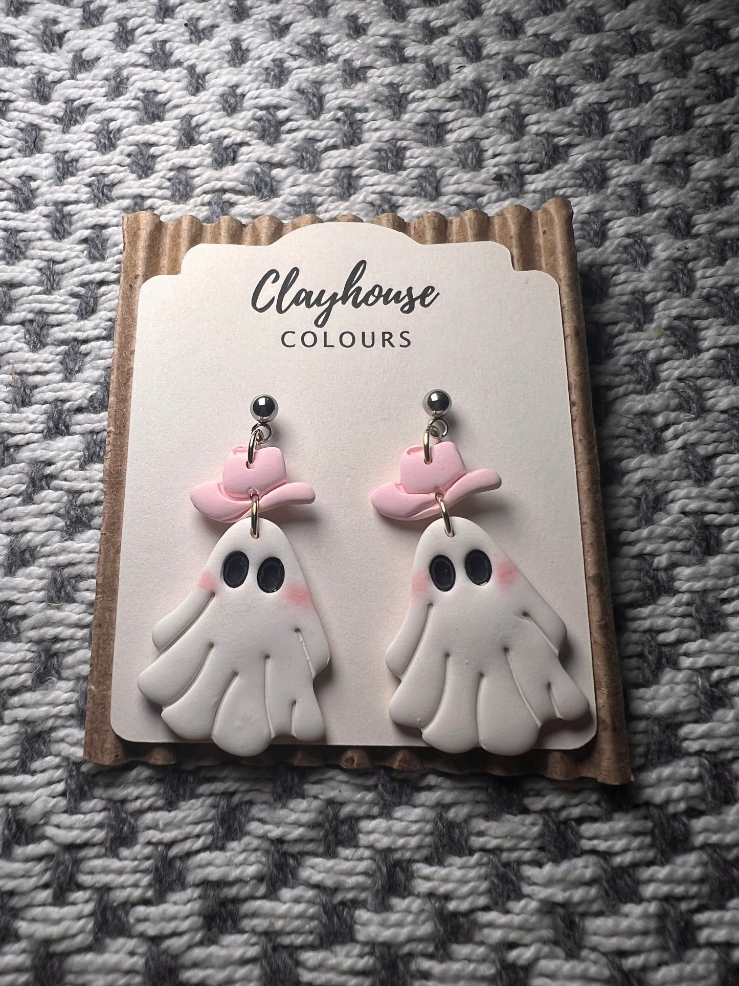 Ghost w/hat Dangle Earrings