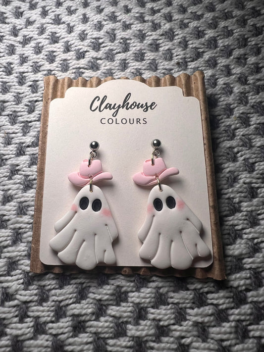 Ghost w/hat Dangle Earrings