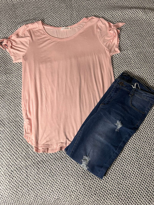 Pink - Tie Shoulder Tee image 0